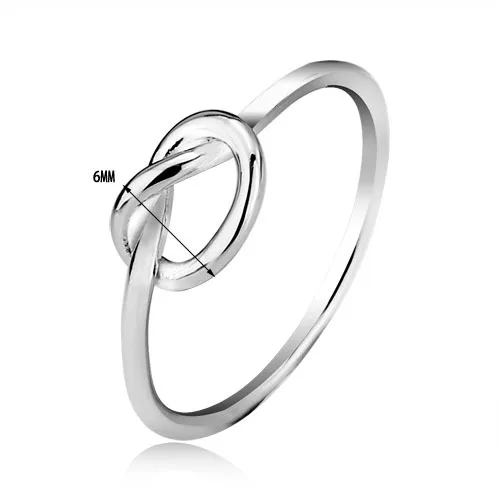 Factory Jewelry S925 Sterling Silver Ring Love Knot Promiss Friendship High Polish Comfort Fit Band Ring Size for Women