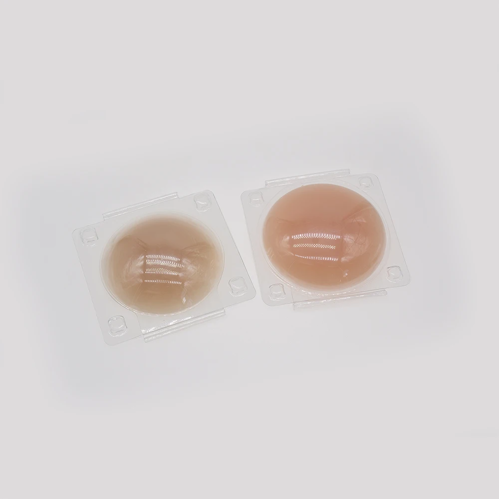Strapless invisible seamless adhesive circular washable reusable nipple cover for women pure color soft silicon nipple cover