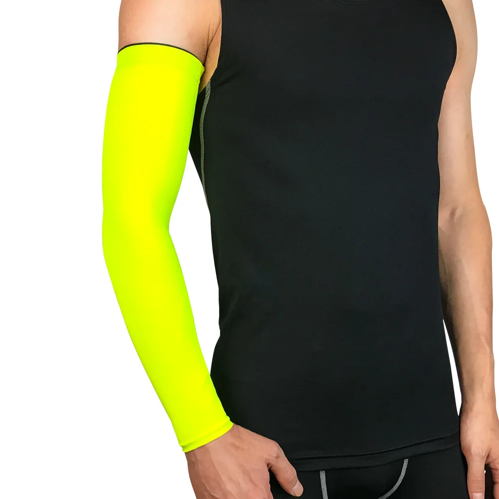 
Solid Color Polyester Spandex Men and Youth Fitness Elastic Sport Protector Arm Guard UV Protection Cycling Arm Sleeves 