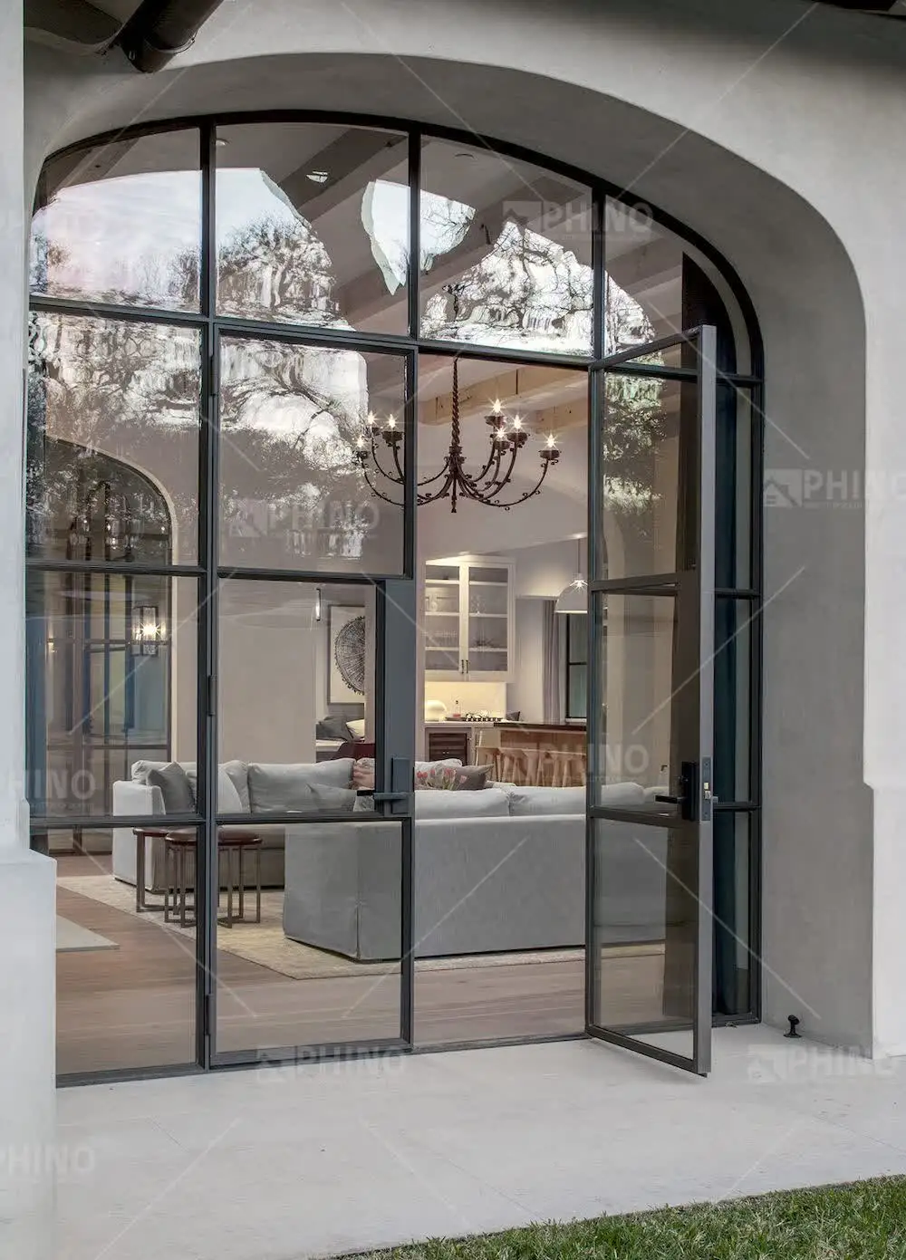 Villa apartment anti theft front entry balcony wrought iron door french doors design