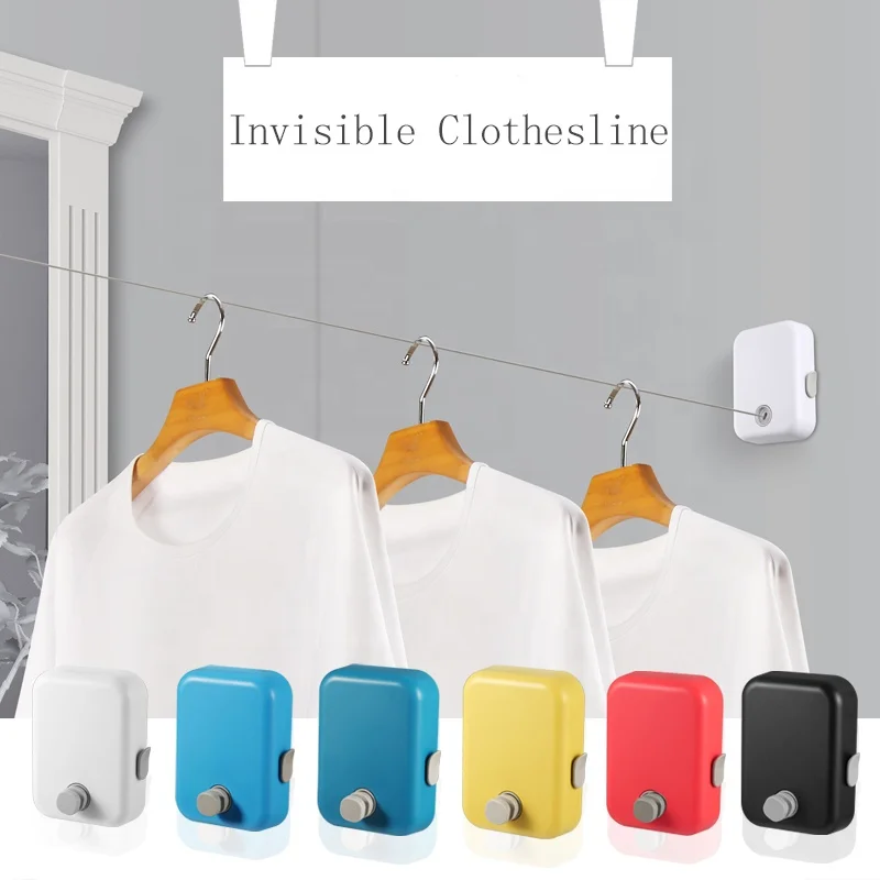 4.2m Indoor Retractable Clothesline Hotels Wall-Mounted Steel String ABS Case Space Saving Multifunctional Plastic Drying Design