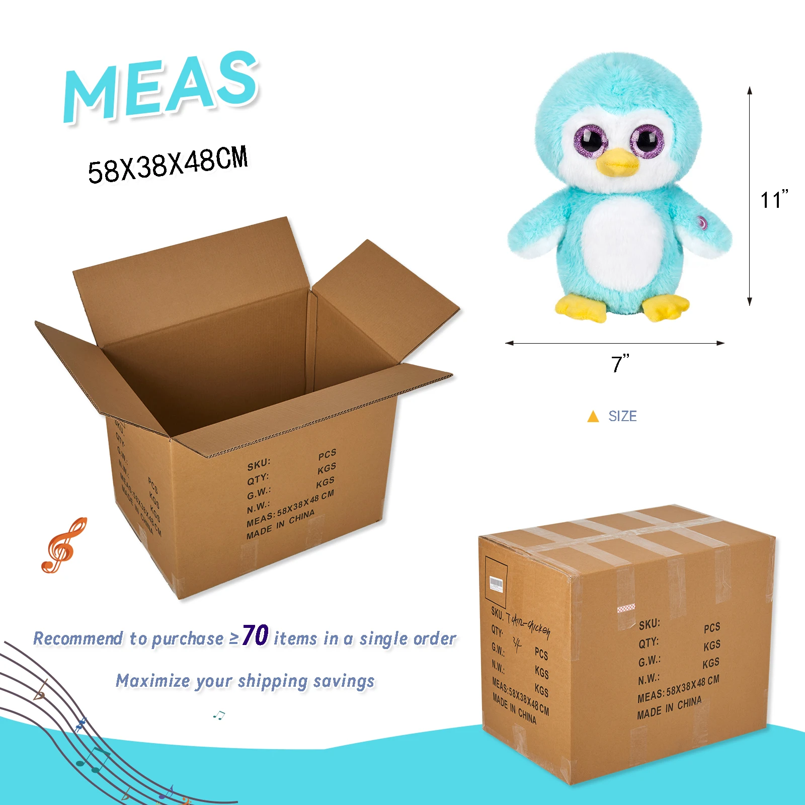 30 cm Big Eyes Penguin Featured Singing glowing LED swaying dancing kids toy squish toy gifts for unisex child and stress relief