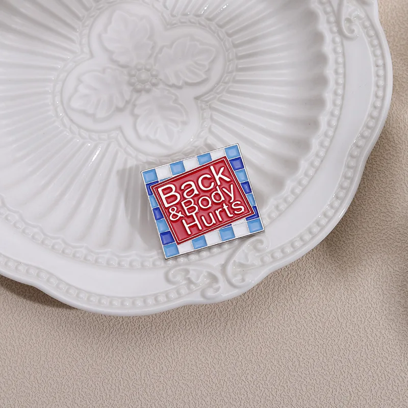 Wholesale high quality metal brooch pins custom geometric square back and body hurts soft enamel pin no minimum