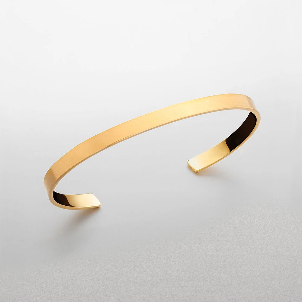 New Designed Fashion Jewelry Statement Bangle Gold Bracelet Custom Logo Unisize Cuff Bracelet For Women Men