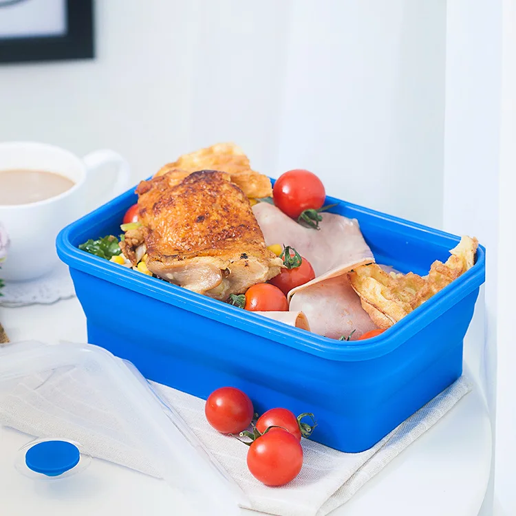 Four Different Sizes Portable Collapsible Food Storage Containers Folding Crisper Microwave Safe silicone lunch box