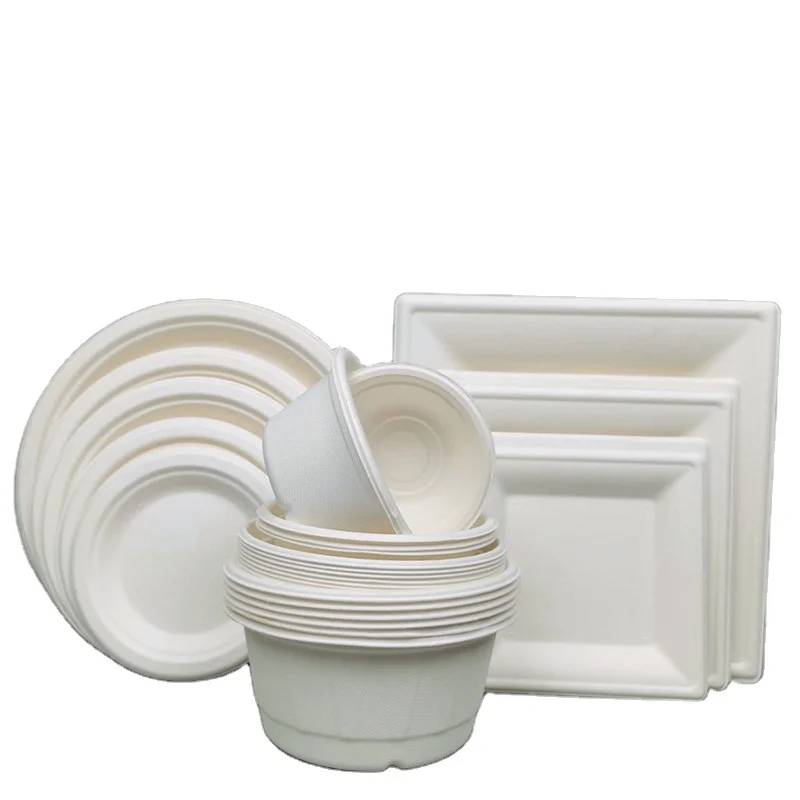 Dinnerware sets Paper Plates Biodegradable Plate Set Cheap Disposable  Plates Bulk Party Bagasse Food Container