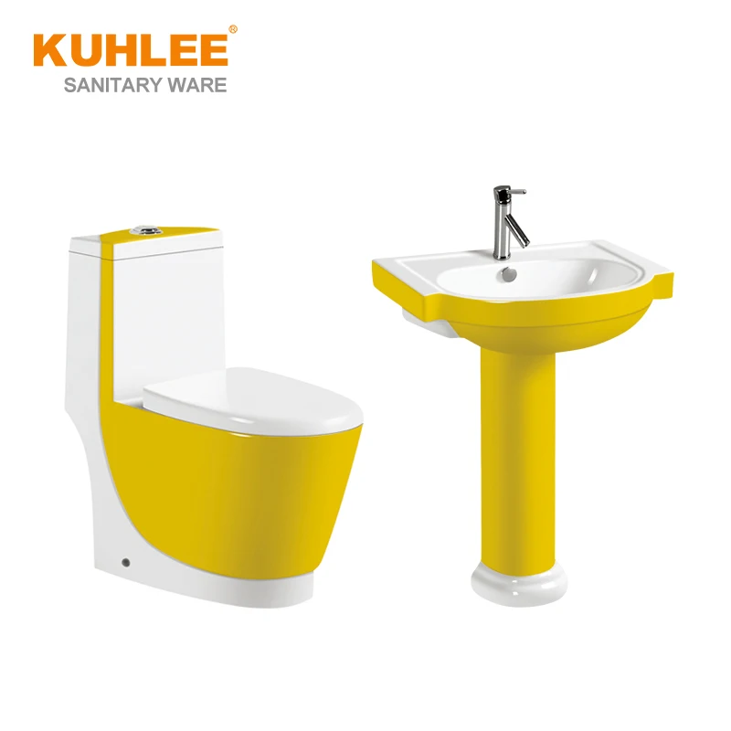 Роскошная Керамическая сантехника для ванной комнаты, сантехника зеленого, красного, желтого цвета, раковина на подставке для продажи