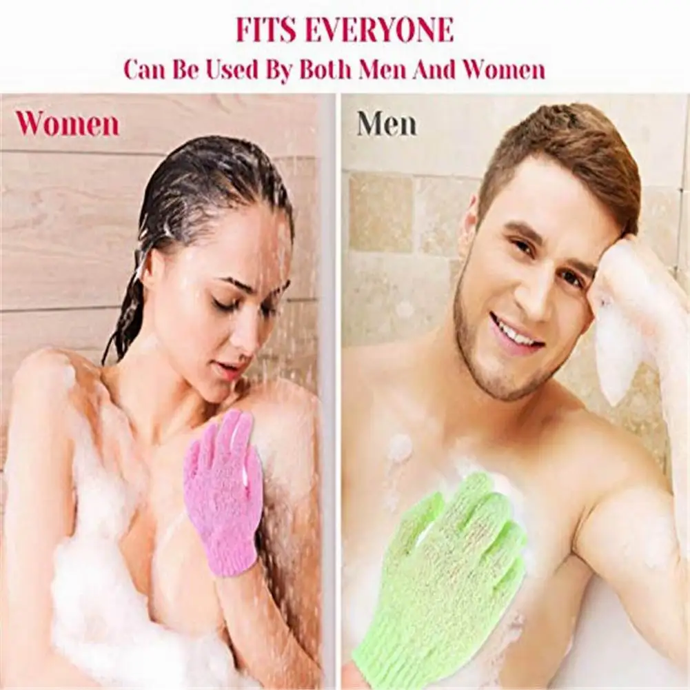 Custom Nylon Five Fingers Mitt Massage Dead Skin Remover Body Exfoliator Gloves Body Scrubber Shower Exfoliating Bath Gloves