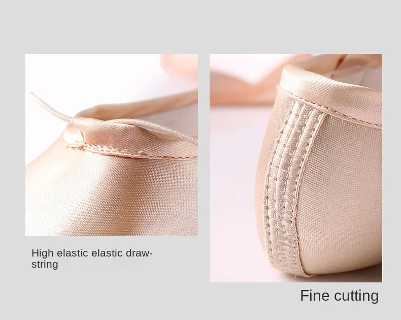 Professional satin Soft Ballet Pointe Shoes with Ribbons leather tips ballet pointed dance slippers customized