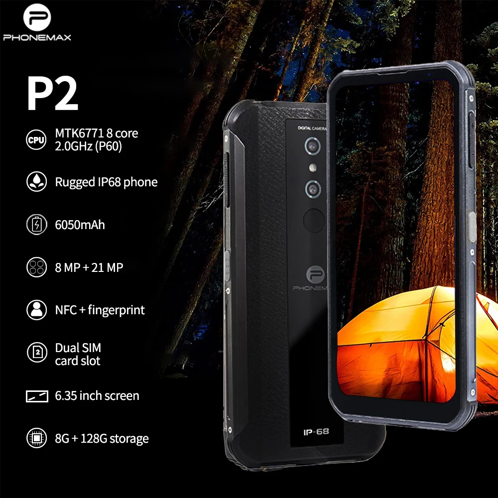 Phonemax 6.35inch GPS 4G fingerprint NFC Android10 8+128G big battery military Atex explosion proof ip68 rugged phone