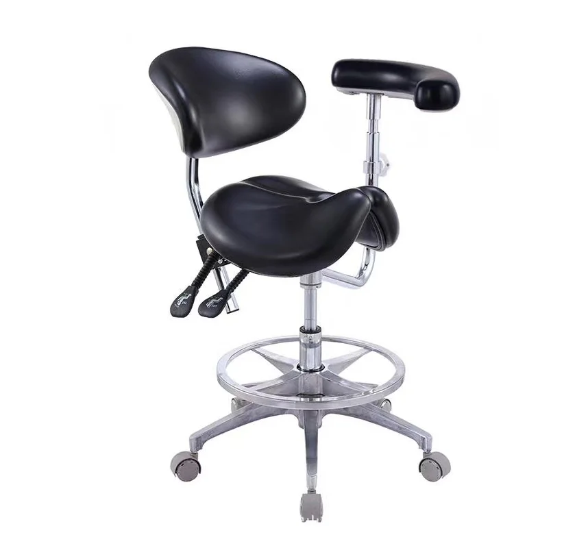 Ergonomic Dental Chair with Adjustable Backrest for Hospitals Aluminum Alloy Dental Chairs Dentist Stool Saddle Seat Chair