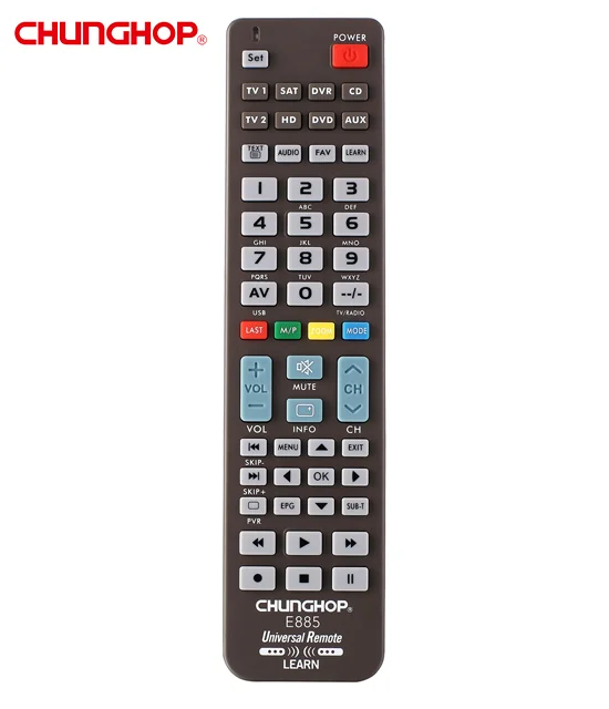 Chunghop E885 OEM Manufacturer LED LCD HDTV Remote Control Universal IR Remotes with Learning Functions