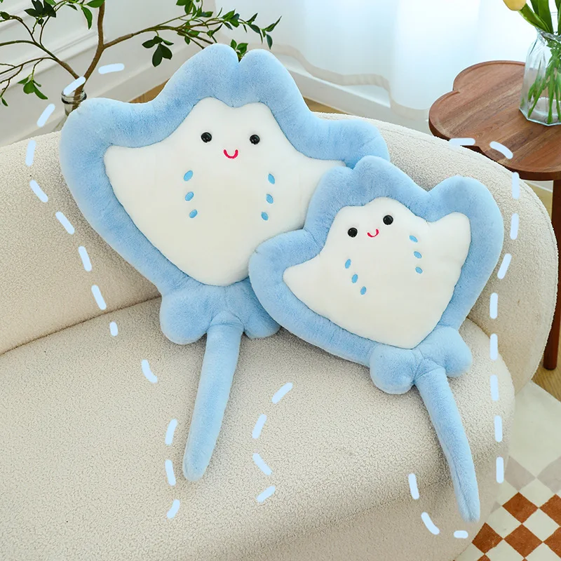 Factory Price Custom Cute 60cm-110cm Skate Soft Hugging Pillow Smiley Ray Stuffed Animals Plush Toy Marine Animal Plush Toy