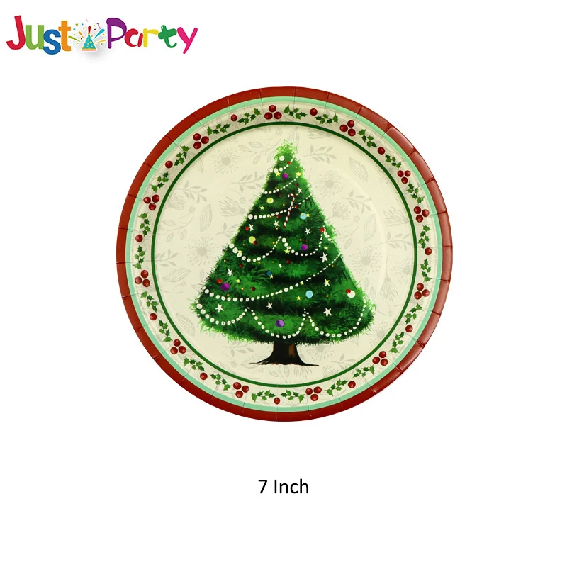 Hot Product 6 Pcs Plates & Cup Christmas Design Luxury Paper Disposable Tableware For Party