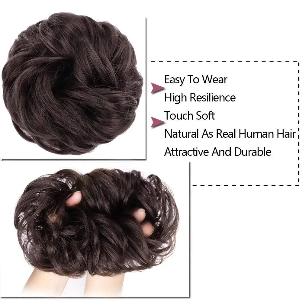 Hair Scrunchies Extension Updo Hairpiece Bun Curly Wavy Synthetic Chignon for Women