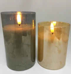 Горячая продажа 3D Настоящее пламя D7.5 H10 H12.5 H15 столб золото стекло украшение дома пульт дистанционного управления таймер 4 8 часов беспламенный светодио дный свеча