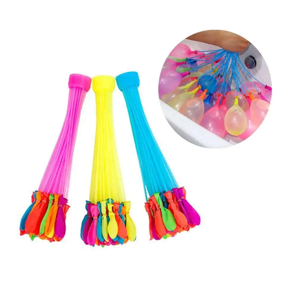 TS 3 Bunch 111 Pcs Summer Kids Party Outdoor Toys Colorful Latex Magic Easy Quick Fill Self Sealing Water Balloons