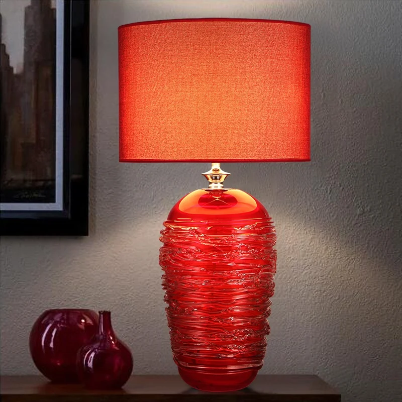 Luxury Glass Desk Lamp Table Lamp Glass with Drum Lampshade for Coffee Table Decor Project
