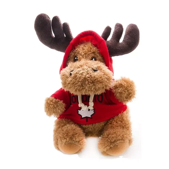 Factory custom cute Soft 8inch Moose with Knitted Sweater Canada Moose plush toys