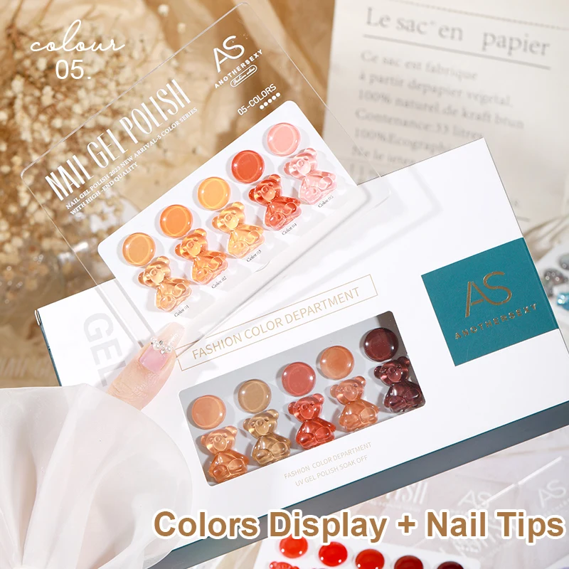 AS Private Label 5 Colors Nail Art Kits Professional Set Box Professional Gel Nail Polish Kit Uv Gel Nail Polish Set