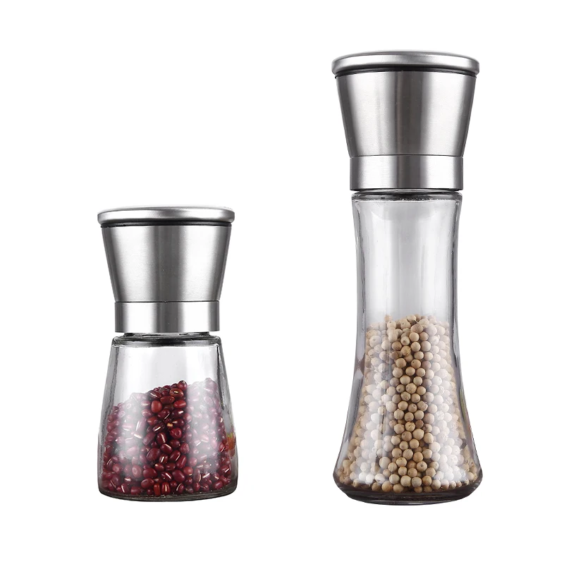 
Pepper Grinder Set Adjustable Manual Salt And Pepper Grinder Empty Spice Glass Bottle With Grinder 