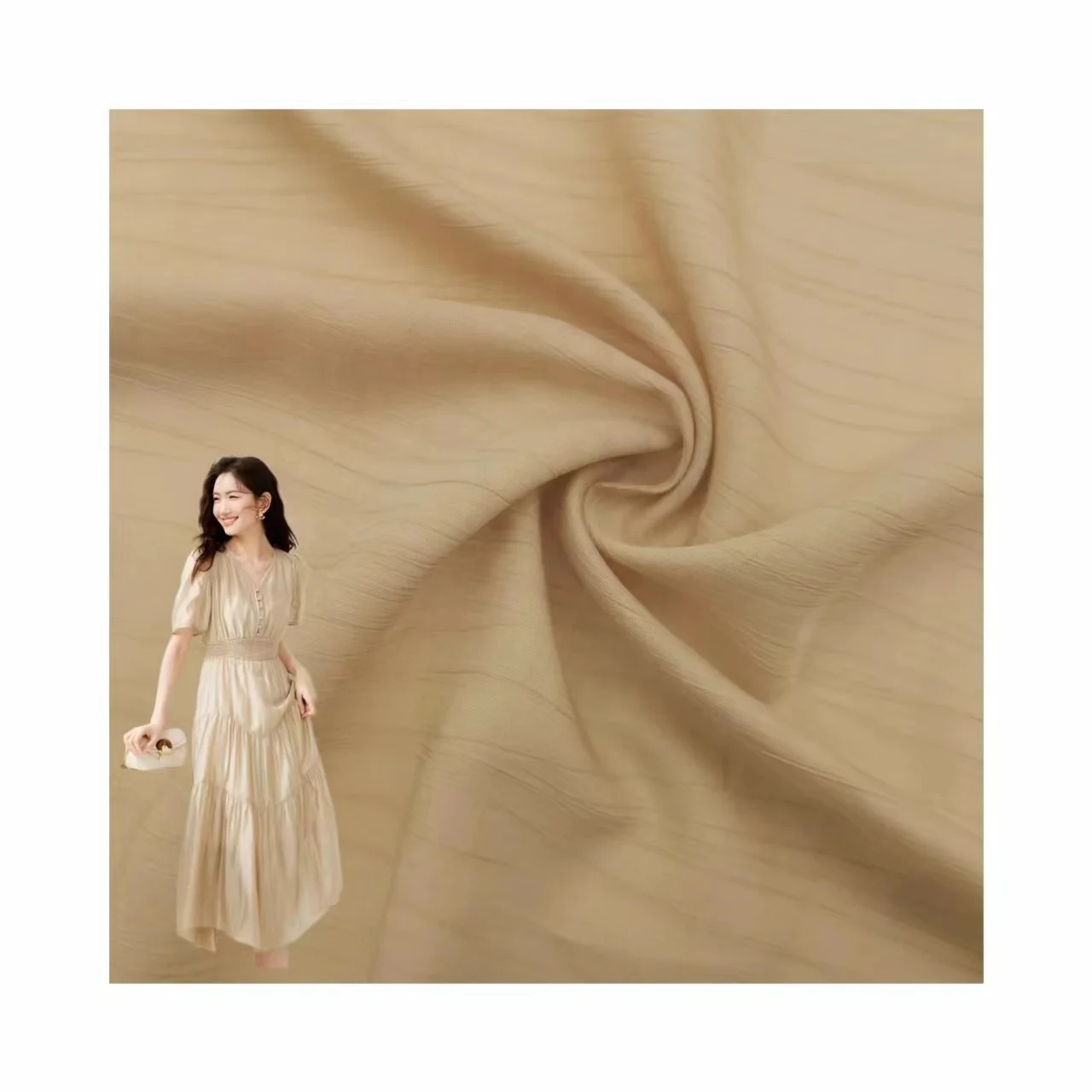 China Wholesale Solid Color 70%Tencel 30% Nylon Breathable Abaya Light Crepe Crinkle White Woven Fabric For Women Garments