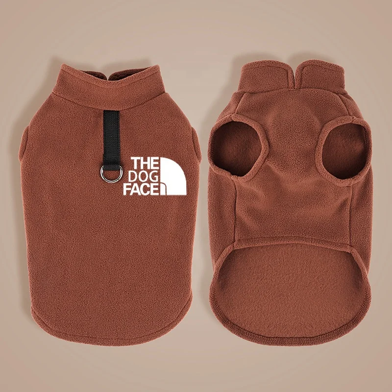 Hot selling autumn and winter pet clothing fleece trend brand pet pull loop vest thickened dog clothing jacket