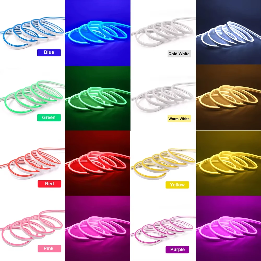 Neon RGB Rope Lights with RF Remote 6*16mm DC12/24V Neon Rope Lights RGB  Gaming Smart Led Strip Lights for Bedroom