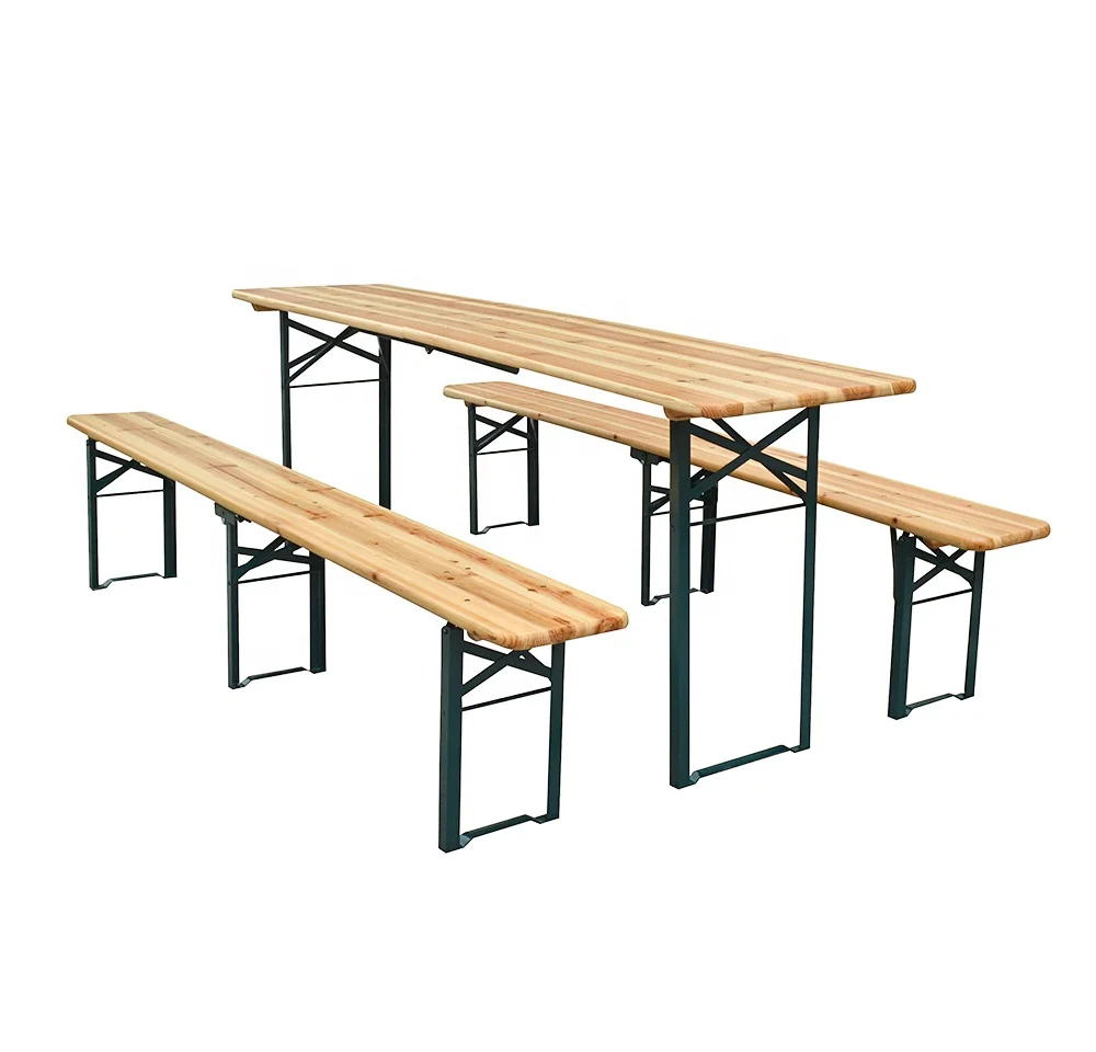 Outdoor Picnic Courtyard Party Dining Folding Brewery Wooden Beer Set Table And Bench For Event