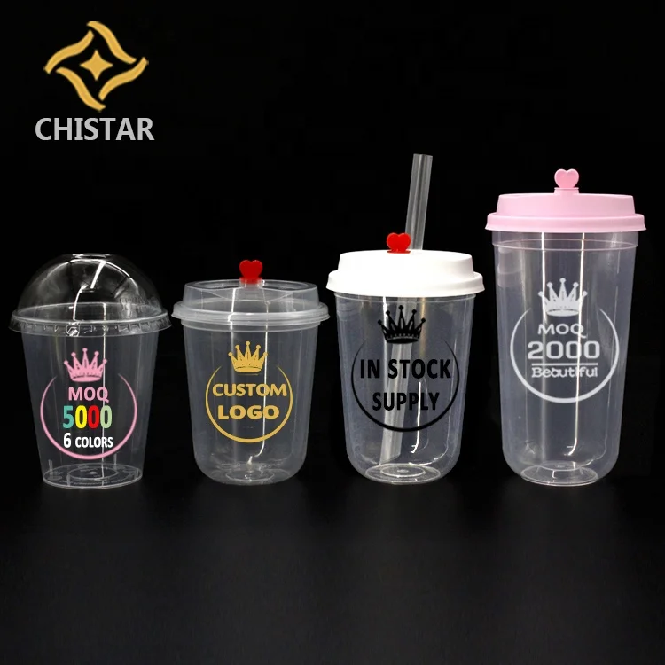 Китайская фабрика, пластиковая чашка на заказ с крышкой, чашка для чая с пузырями объемом 16 унций и 24 унции, Одноразовая чашка для кофе, сока, молока, чая, смузи, чашка