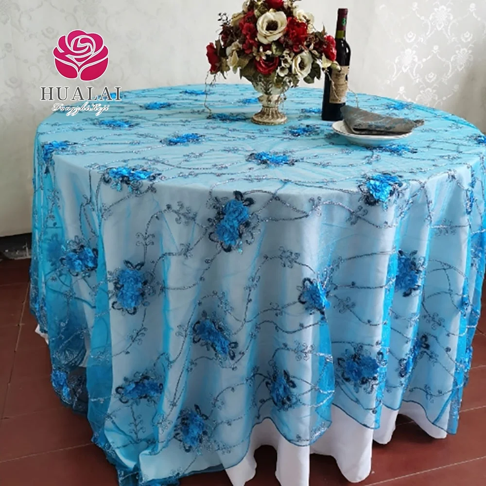 FABRIC MADE IN CHINA RECTANGLE BLUE wedding decoration embroidery table cloth chair covers for couple table