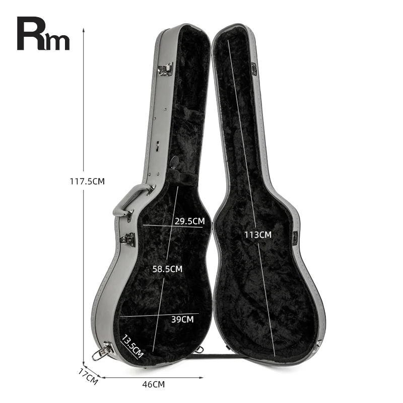 Midnight-D  Double Waterproof Shockproof Guitar Flight Case Hard Custom Guitar Soft Case Black Leather Acoustic Guitar Case