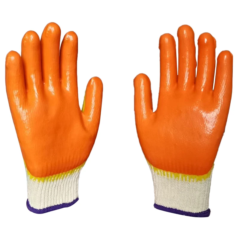 Cheap High Quality Safety Hand Protective Wholesale Yellow Latex Wrinkled Coated Gloves for Work Construction