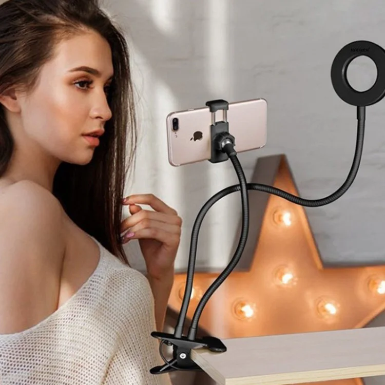 2020 cheap mini universal usb control mobile ring light small clip on cell phone holder stand led selfie ring light