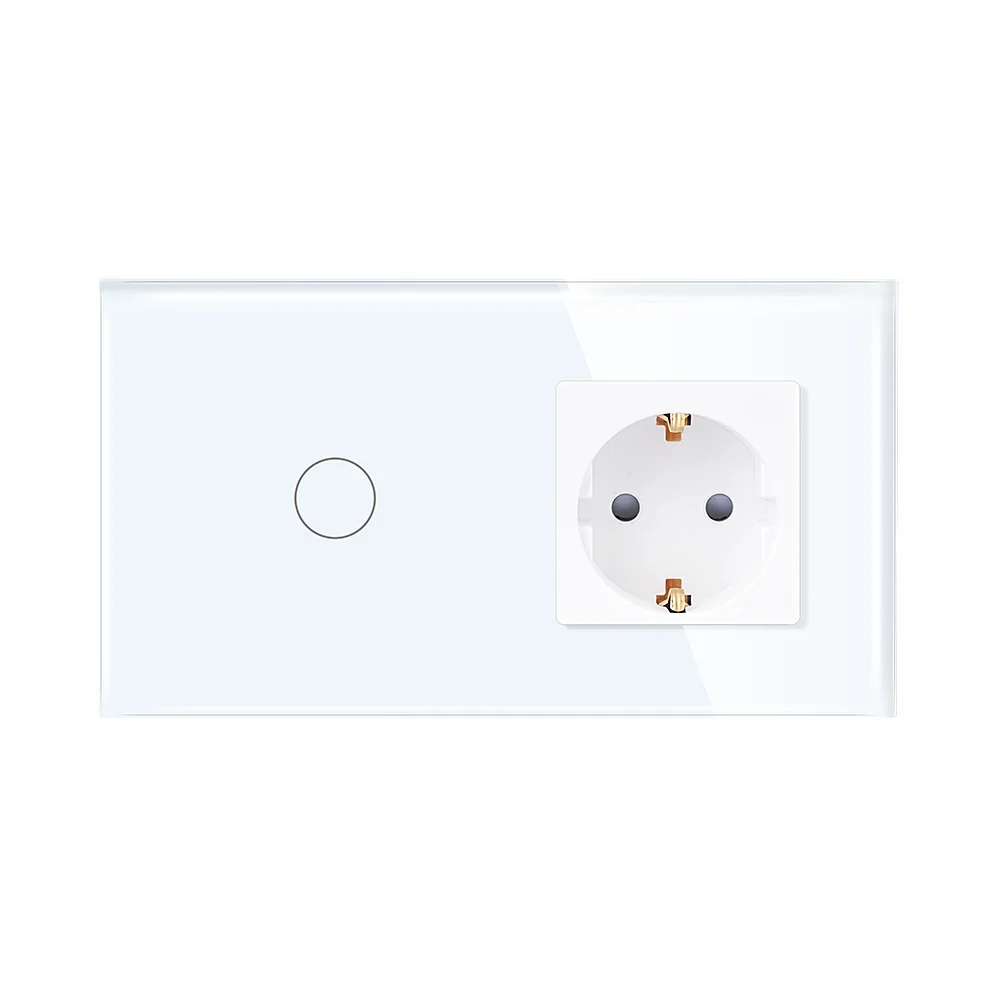 WIFI Light Switch with Socket 1 Gang 1 Way Switch and Socket Modern EU smart switch push button