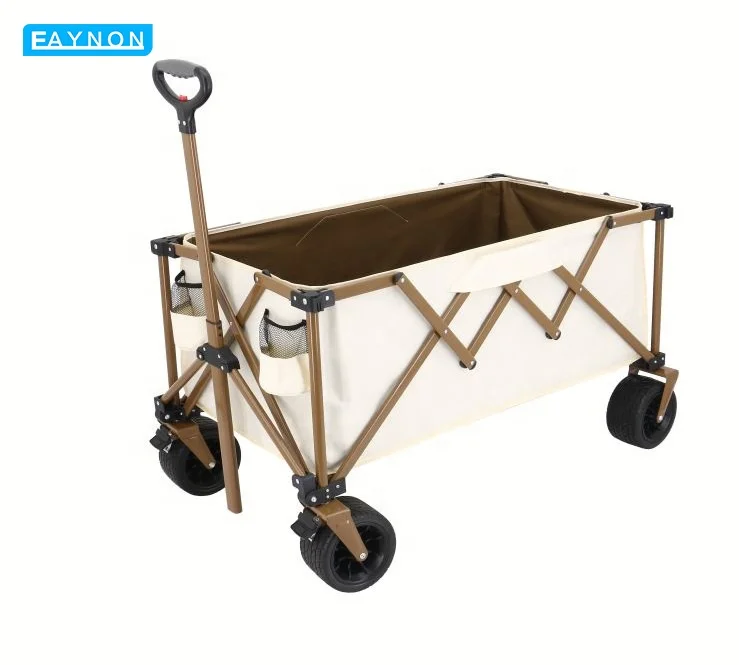 EAYNON Large capacity foldable outdoor campsite steel frame beach utility vehicle camping trolley