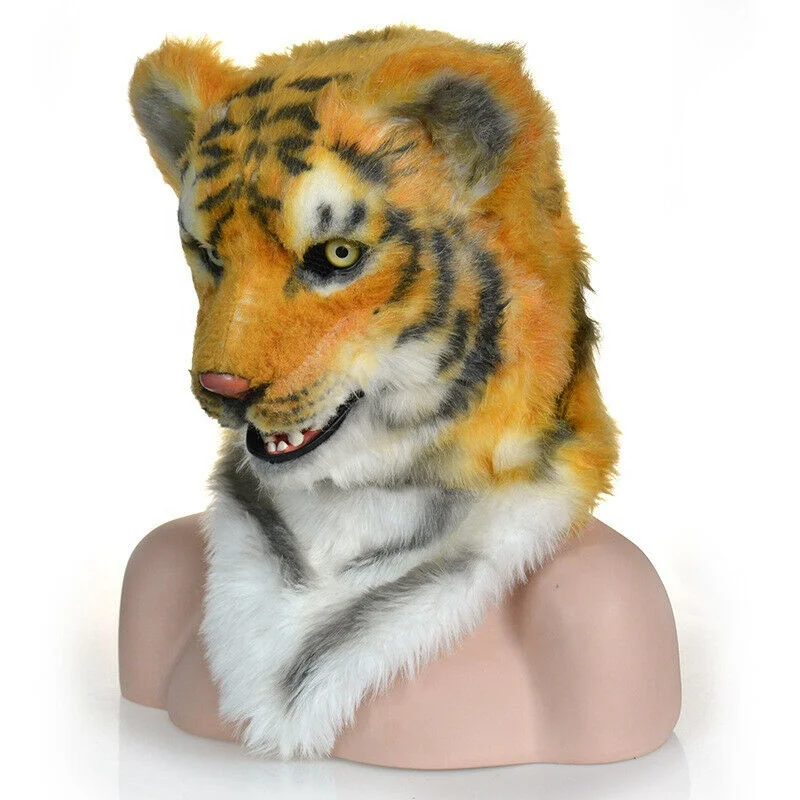 Tiger Head Mask Realistic Animal Halloween Mask for Halloween Cosplay Costume Party