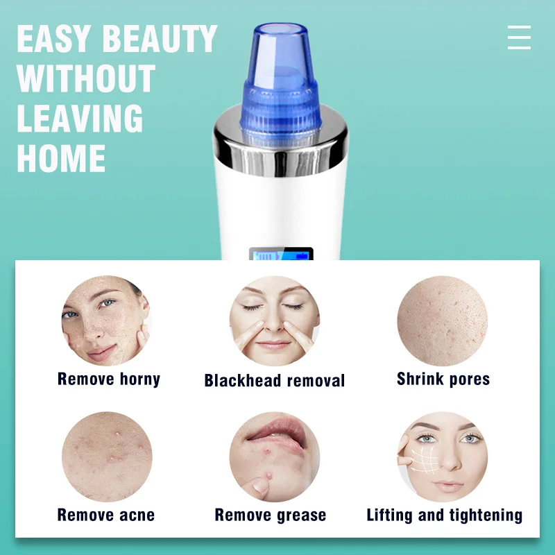 Blackhead Remover Vacuum With Acne Needles 6 Head Electric Suction Facial Comedo Beauty Machine Black Head Pore Cleaner