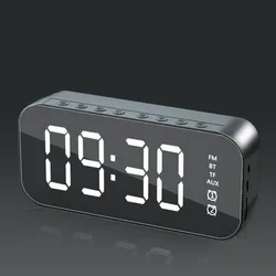 Hot Selling Mini BT Speaker Alarm Clock Mirror Radio Wth LED Digital Display Sleep Timer Portable Wireless Subwoofer