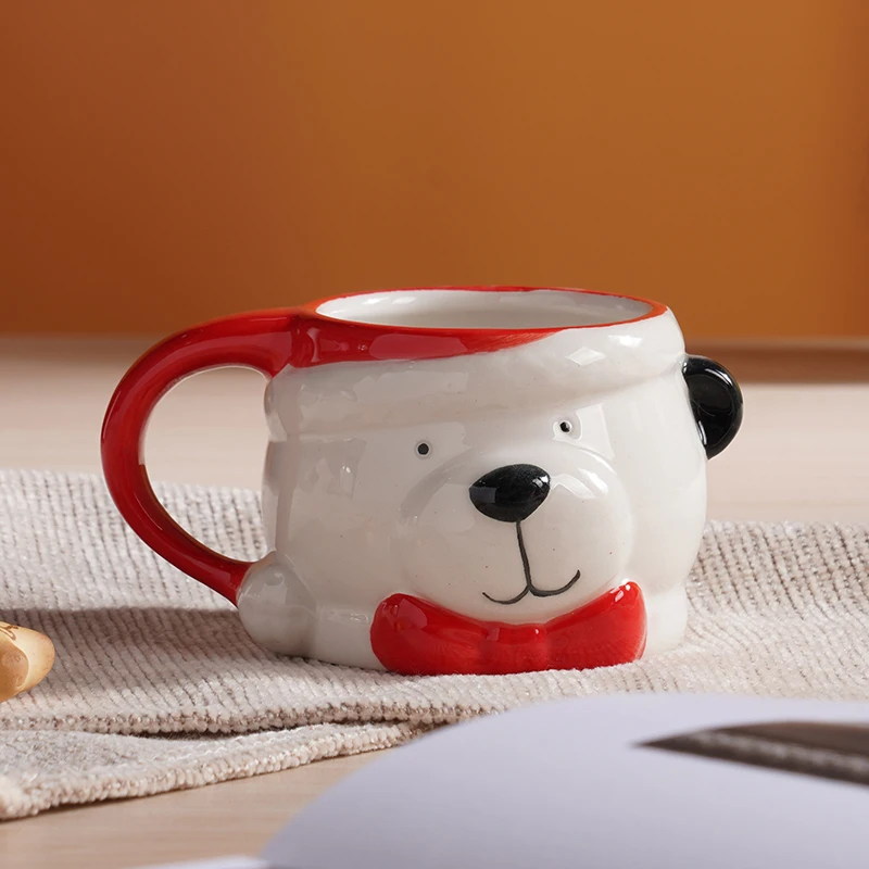 Hot Sale Ceramic mug White Christmas Dog Stoneware Coffee Cup Ceramic milk Mugs Wholesale