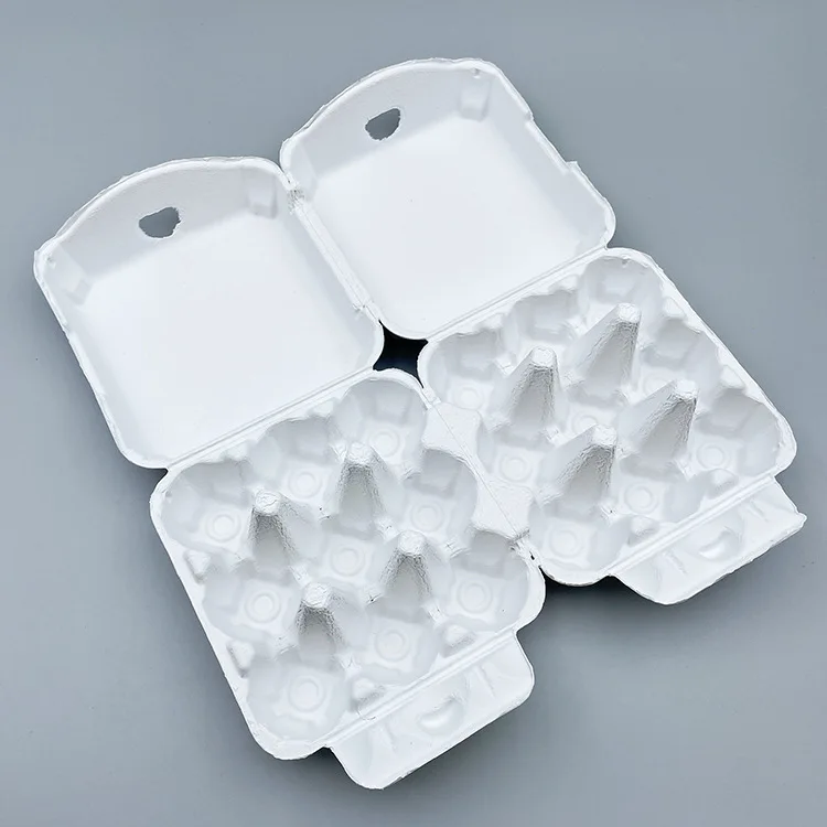 DS3560 White Paper Pulp Square Dozen Egg Crates Recycled Paper Cardboard Sturdy Reusable Egg Box Holder 12 Chicken Egg Carton