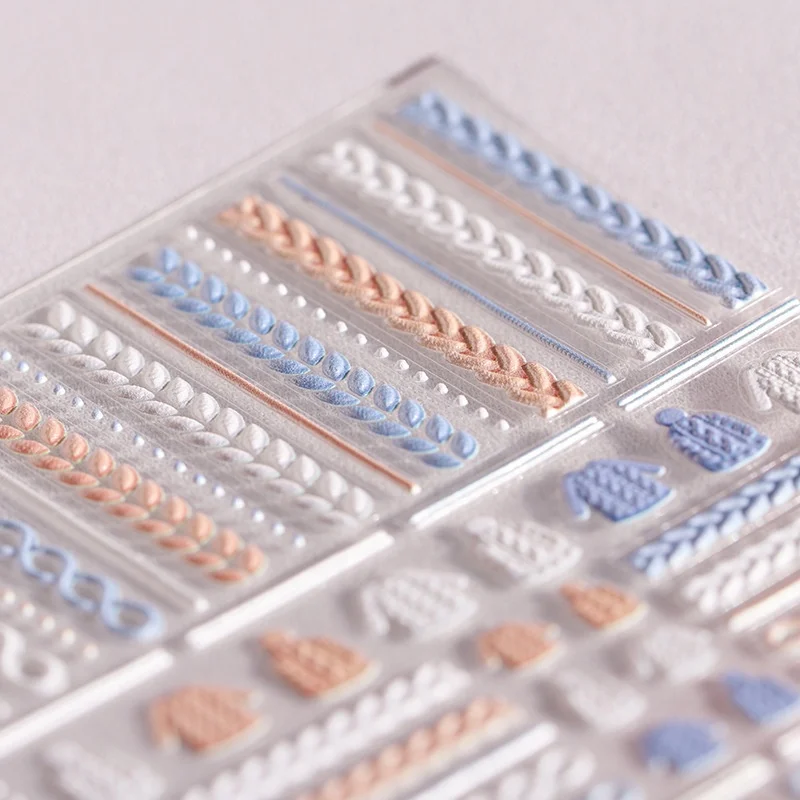 Paso Sico Lovely Cute 5D Sweater Emboss Nail Art Sticker for Kid Woman Finger Decoration