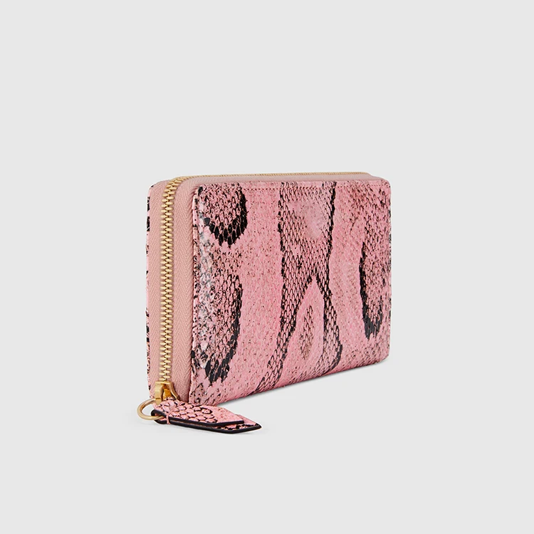 BSCI Authorized Factory #PA0121 Snake Pattern  Purse Rfid Women Vegan Leather Women Wallet Credit Card Holder With Zipper