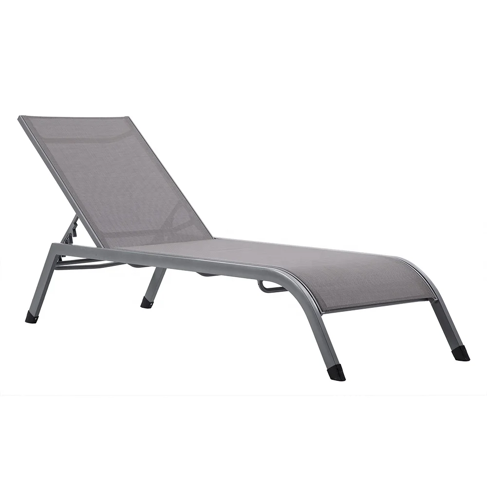 Beach Hotel Furniture Poolside Teslin Fabric Lounge Chair Adjustable Aluminum Reclining Chair for Leisure on Holiday