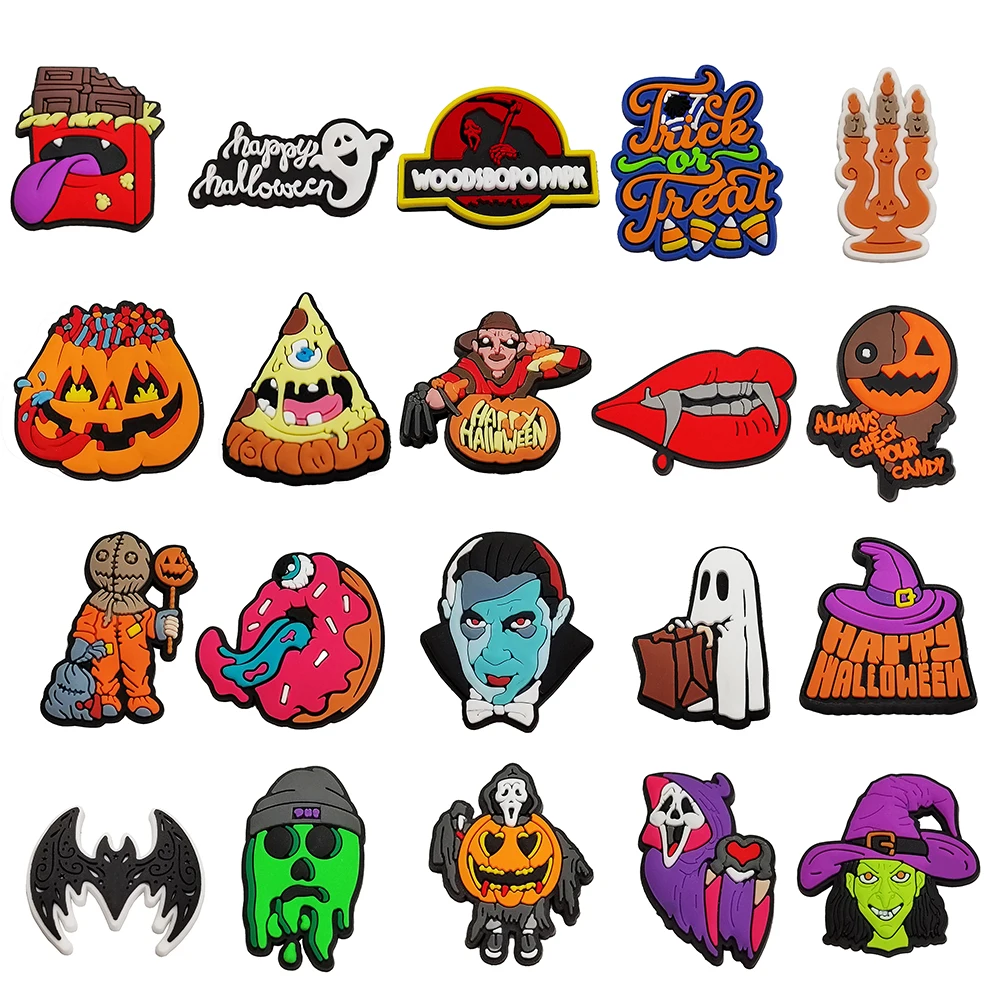 Buckles shoe parts accessories decorations fit kids sandals clog charms Horror Halloween pvc Soft rubber shoe charm