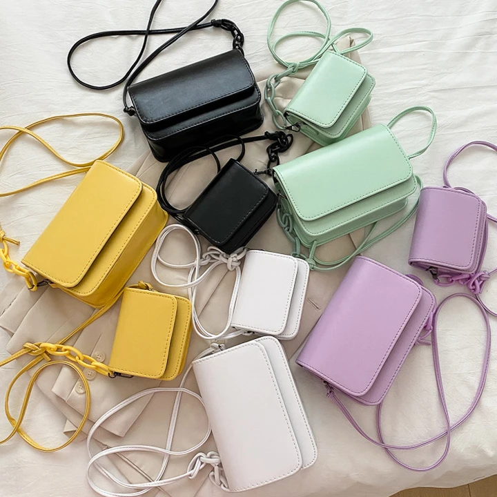 Square Solid Color Simple Messenger Bag Crossbody Bag Women Pu Leather Ladies Shoulder Bags