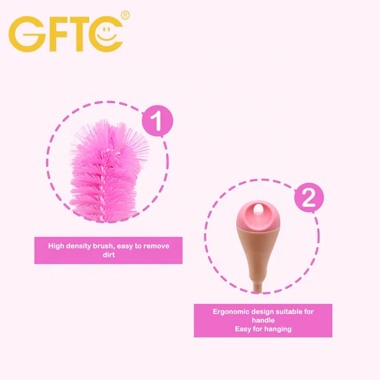 2024 OEM ODM Portable Usage Long Handle Plastic Baby Bottle and Nipple Brush Set
