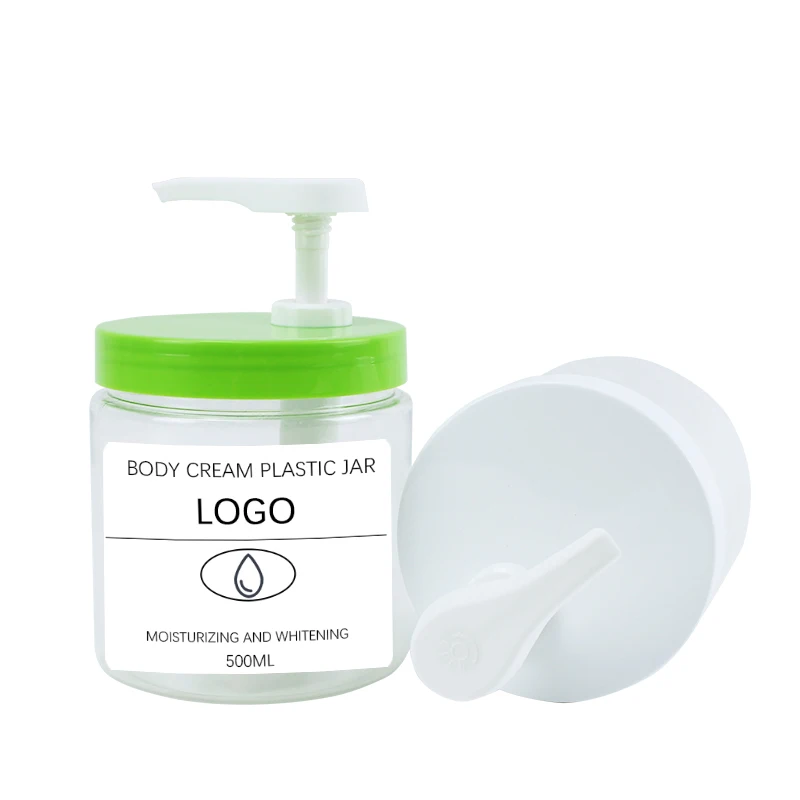 Wholesale Cosmetic 400ml 500ml PET 89mm Cap Pump Jar Container Empty Transparent Plastic Cosmetic Jars for Skincare