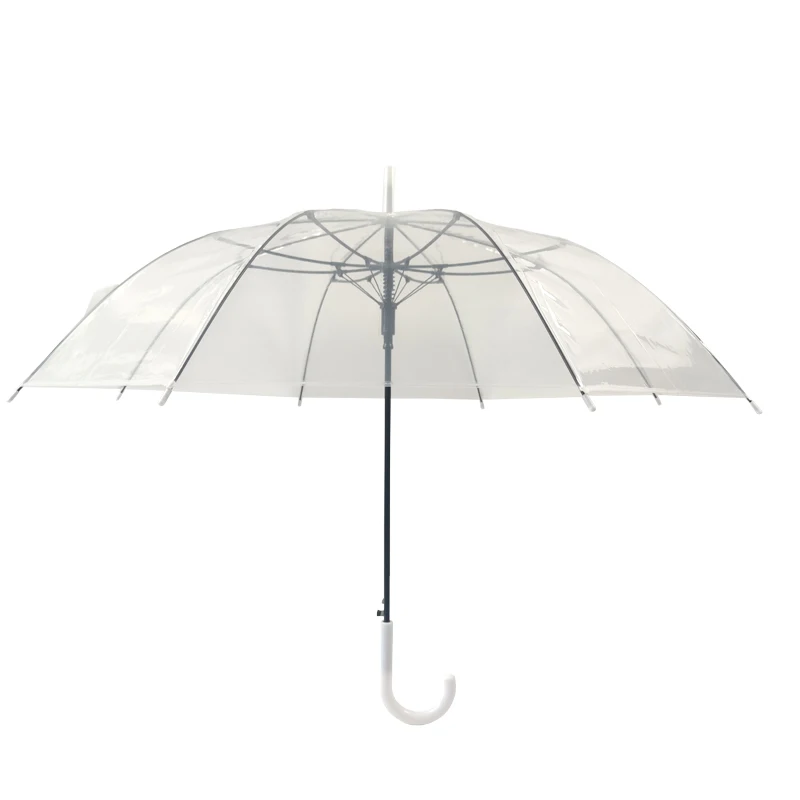Japan Amazon  ins Custom Print Logo Blank Woman Clear Color Rain Plastic Poe Umbrella