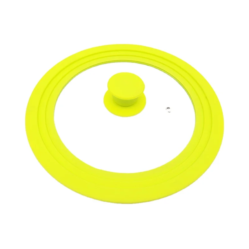 LFGB Food Grade Adjustable  Multi Size Frying Pan Kitchen Universal Safe Pan Pot Silicon Temper Glass Lids